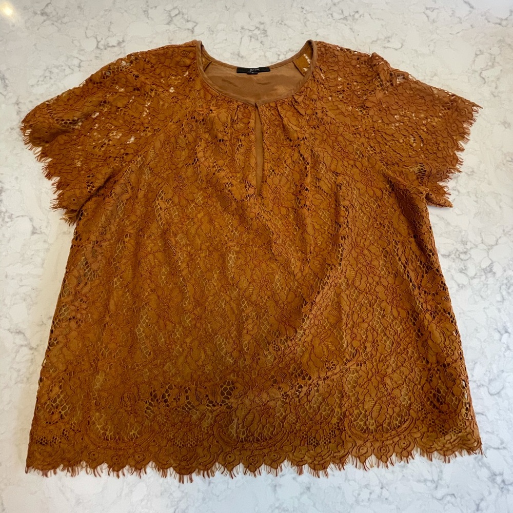 J. Crew Short Sleeve Lace Top